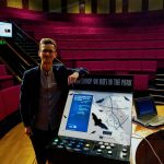 Presenting the bat arcade machine at the Royal Institution of Great Britain